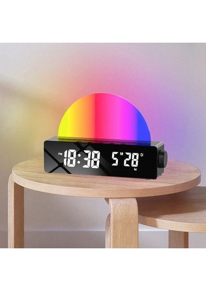 Beyaz LED Aynalı Çalar Saat Dijital Masa Saati Erteleme Göstergesi Zaman Gece Lambası Masaüstü Saatleri Ev Oturma Odası Dekoru Çocuklar Için Hediye (Yurt Dışından)