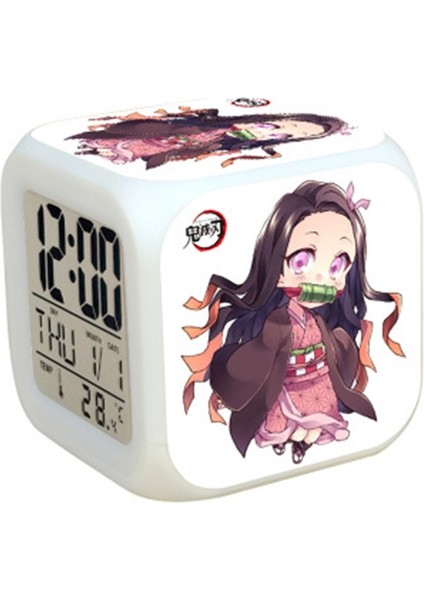 NZ013 Anime Oyuncaklar LED Dokunmatik Çok Fonksiyonlu Karikatür Çalar Saat Yedi Renkli Gece Izle LED Saat Hayranları Çocuk Çocuk Hediye (Yurt Dışından)