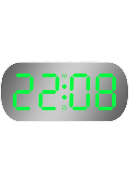 Beyaz Kabuk Yeşil LED Dijital Çalar Saat 5 Seviye Ayarlanabilir Parlaklık Ayna Masa Saati Ev Öğrencileri Çocuklar Için Erteleme Elektrikli Masa Saati (Yurt Dışından)
