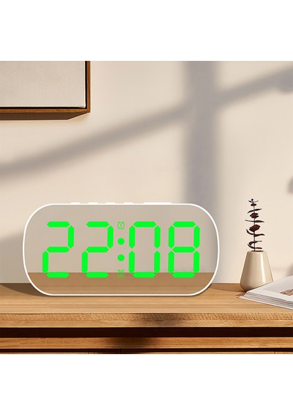 Beyaz Kabuk Yeşil LED Dijital Çalar Saat 5 Seviye Ayarlanabilir Parlaklık Ayna Masa Saati Ev Öğrencileri Çocuklar Için Erteleme Elektrikli Masa Saati (Yurt Dışından) indirimleri