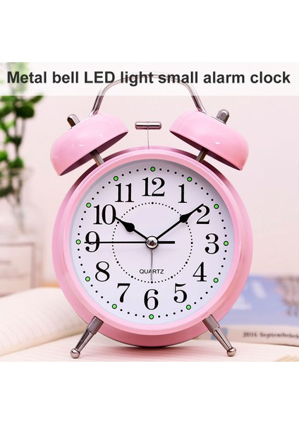 Kırmızı Retro Çalar Saat Mekanik Çift Zil Ev Ofis Masaüstü Metal Çalar Saat Masa Masa Analog Saat Gece Sessizışık (Yurt Dışından)