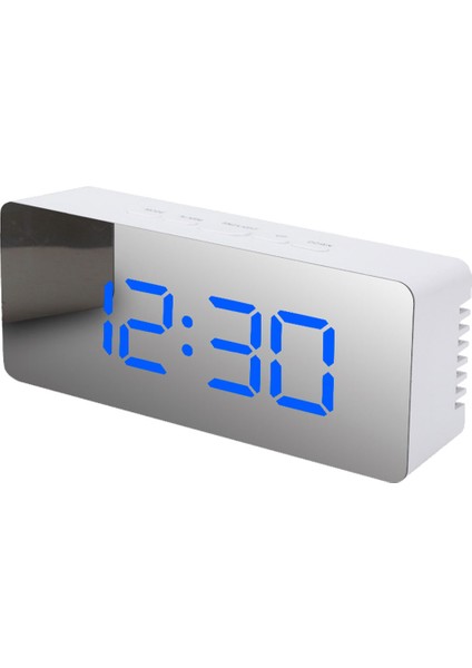Mavi Işık Dijital Alarm Yüzeyi Miroir Açısı Ayarlanabilir Hafıza Fonksiyonu Radyo Projektör Saati Iç Mekan Termometre Saatleri Beyaz Işık (Yurt Dışından)