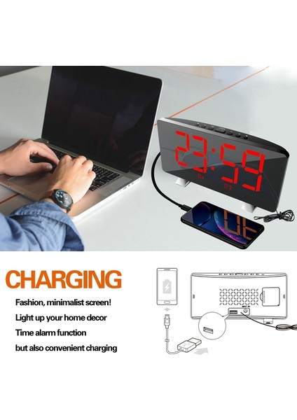 Siyah Beyaz Metinli Dijital Çalar Saat, Şarj Portlu Radyo Saat Çift Alarm, Ayarlanabilir Erteleme Süresi Işık Sensörü Başucu Çalar Saat (Yurt Dışından) fırsatları
