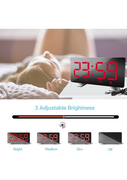 Siyah Beyaz Metinli Dijital Çalar Saat, Şarj Portlu Radyo Saat Çift Alarm, Ayarlanabilir Erteleme Süresi Işık Sensörü Başucu Çalar Saat (Yurt Dışından) indirimleri