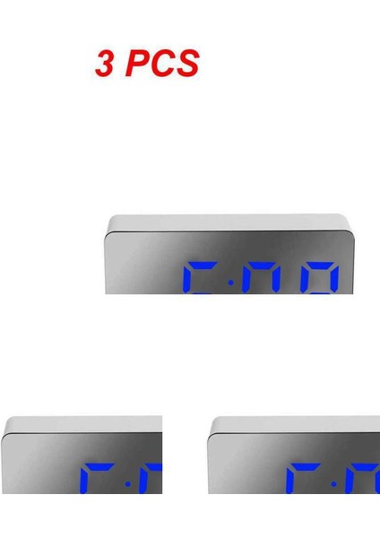 Stil B 3 Adet 1 ~ 8 Adet Aynalı Masa Saati Çok Fonksiyonlu Dijital Alarm Erteleme Ekran Süresi Gece LED Işık Masa Masaüstü Ev Dekor Hediyeler (Yurt Dışından)