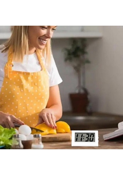Mavi Küçük Dijital Saat No Tick Elektrikli Masa Saati Sıvı Kristal Pille Çalışan Dijital Saat Düğme Pil ile Ofis Masası (Yurt Dışından)