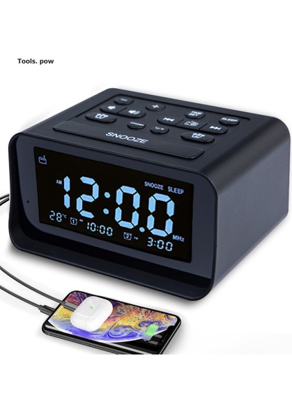 Siyah Ingiltere Dijital Çalar Saatli Radyo USB Şarj Bağlantı Noktalı Elektrikli Saat Parlaklık Dimmer Ayarlanabilir Alarm Sesi Fm Uyku Zamanlayıcısı Hoparlör (Yurt Dışından) fiyatları