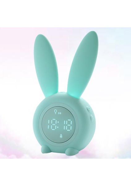 Mavi Tavşan Çalar Saat Silikon Masa Saati LED Gece Lambası Çocuklar Dijital Masaüstü Saatler USB Şarj Edilebilir Ev Ofis Okul Odası Için (Yurt Dışından)