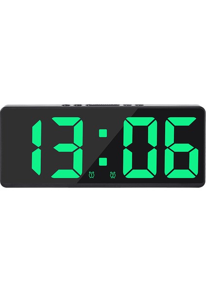 Yeşil Dijital Çalar Saat, 2 Alarmlı LED Büyük Sayı Saati, Ses Kontrolü Pil Yedekleme / USB Gücü, Otomatik Parlaklık Saatleri (Yurt Dışından)