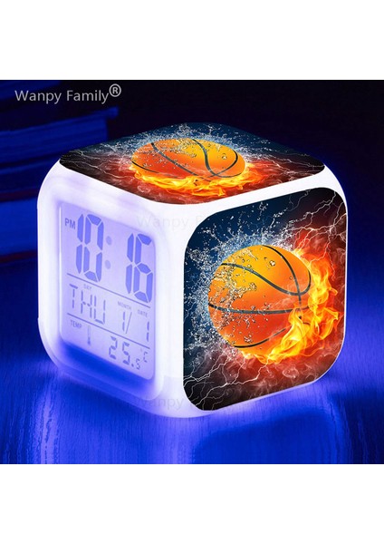 Altın Basketbol Yıldız Posteri Çalar Saat 7 Renk Değiştirme Küp Dokunmatik Algılama Uyandırma Zamanlayıcı Ev Dekor Küçük Gece Lambası Masa Alarmı (Yurt Dışından) modelleri
