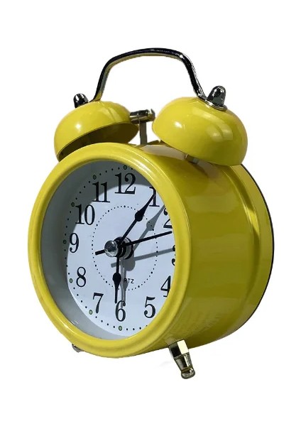 Sarı H7.5XD5CM Sessiz Pil Kumandalı Uyandırma Vintage Kuvars Yatak Odası Gece Lambası Tasarım Analog Geçmeyen Çalar Saat Başucu Ikiz Çan WF925 (Yurt Dışından)
