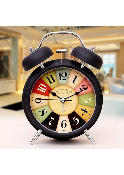 Sarı H7.5XD5CM Sessiz Pil Kumandalı Uyandırma Vintage Kuvars Yatak Odası Gece Lambası Tasarım Analog Geçmeyen Çalar Saat Başucu Ikiz Çan WF925 (Yurt Dışından)