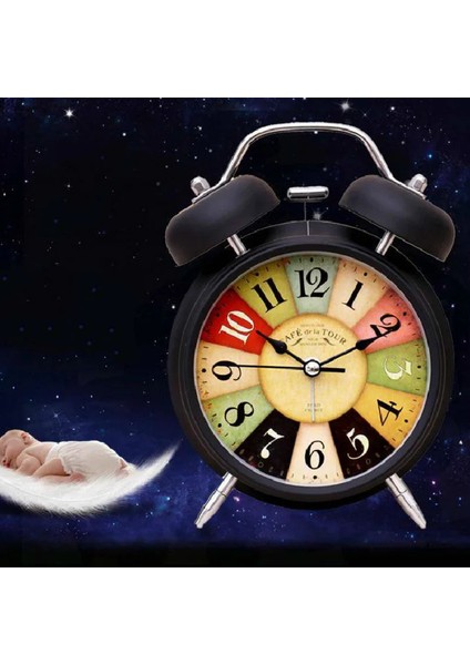 Sarı H7.5XD5CM Sessiz Pil Kumandalı Uyandırma Vintage Kuvars Yatak Odası Gece Lambası Tasarım Analog Geçmeyen Çalar Saat Başucu Ikiz Çan WF925 (Yurt Dışından)