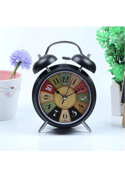 Sarı H7.5XD5CM Sessiz Pil Kumandalı Uyandırma Vintage Kuvars Yatak Odası Gece Lambası Tasarım Analog Geçmeyen Çalar Saat Başucu Ikiz Çan WF925 (Yurt Dışından)