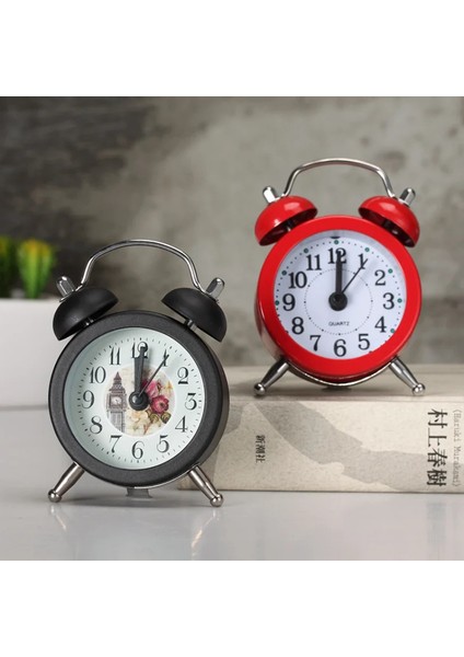 Sarı H7.5XD5CM Sessiz Pil Kumandalı Uyandırma Vintage Kuvars Yatak Odası Gece Lambası Tasarım Analog Geçmeyen Çalar Saat Başucu Ikiz Çan WF925 (Yurt Dışından)