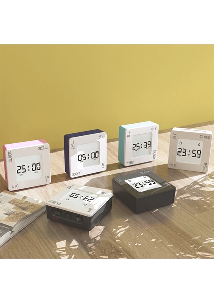 A5 Koyu Mavi Yaratıcı Kare Çalar Saat Diy Zaman Yönetimi Pomodoro Zamanlayıcı Titreşim Yanıp Sönen Arka Işık Zamanlayıcı Dört Taraflı Çevirme Dijital Saat (Yurt Dışından)