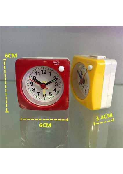 Sarı Hiçbir Gürültü Ev LED Başucu Kare Analog Işık Plastik Mini Olmayan Despertador Çalar Saat Taşınabilir Geçiyor Kuvars Dekor Seyahat (Yurt Dışından)