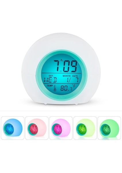 1 Adet 1 Adet Yaratıcı 7 Renkli Yuvarlak LED Işık Dijital Alarmlı Saat Saatler Dokunmatik Kontrol Çocuk Çocuk Uyandırma Çalar Saat (Yurt Dışından) modelleri