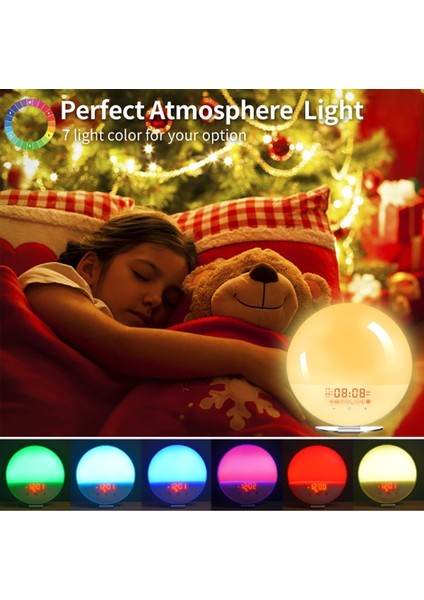 Gösterildiği Gibi Gün Doğumu/gün Batımı Simülasyonlu Uyandırma Işığı Çalar Saat Çift Alarm Fm Radyo Gece Lambası 7 Renk Doğal Sesler Erteleme (Yurt Dışından) modelleri