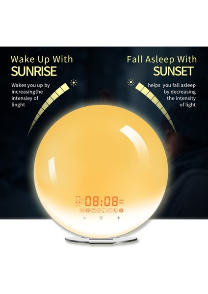 Gösterildiği Gibi Gün Doğumu/gün Batımı Simülasyonlu Uyandırma Işığı Çalar Saat Çift Alarm Fm Radyo Gece Lambası 7 Renk Doğal Sesler Erteleme (Yurt Dışından) indirimleri