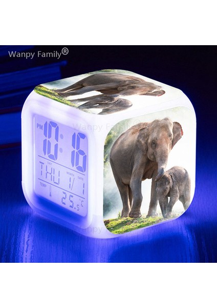 Ordu Yeşil Çocuk Hediyeleri Fil Çalar Saat 7 Renk Parlayan LED Dijital Saat Çocuk Oyuncakları Çok Fonksiyonlu LCD Dijital Yanıp Sönen Işık Saati (Yurt Dışından) indirimleri