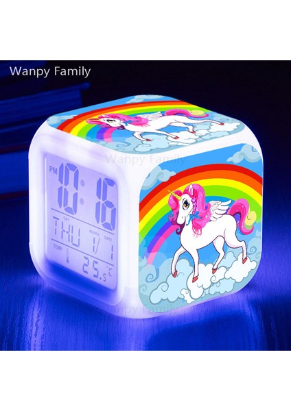 Gökyüzü Mavi 7 Renk Değişen Unicorn LED Dijital Alarmlı Saat Saat Erkek Kız Hediyeler Çocuk Odası Dokunmatik Algılama Uyandırma Zamanlayıcısı Taşınabilir Masa Saati (Yurt Dışından)