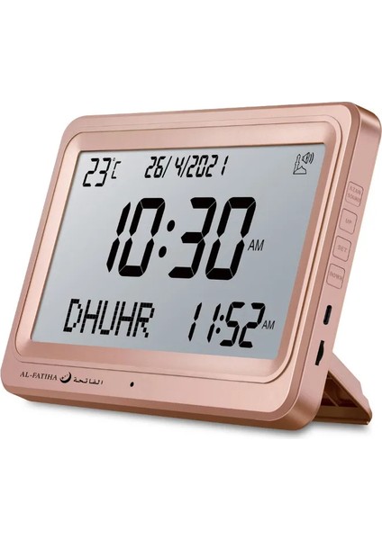 Gül Altın Büyük LCD Ekranlı Çalar Saat Ezan Saati 8 Ezan Sesi Çoklu Dil Hicri Gregoryen Takvimleri Müslüman Namaz Masası Çalar Saat (Yurt Dışından)