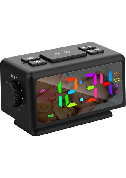 Kırmızı Çok Işlevli Saat Basit Yatak Başı Küçük Çalar Saat Renkli Büyük Ekran Tarih Hafta ve Rgb Işık Göstergeli Yatak Odası Için Masa Saati (Yurt Dışından) modelleri
