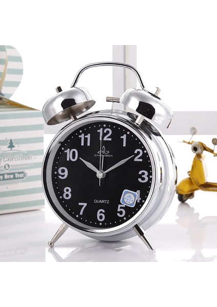 Beyaz 4 Inç Metal Yuvarlak Çalar Saat Doğru Sessiz Retro Aydınlık Gece Lambası Fonksiyonlu Başucu Saati (Yurt Dışından) fiyatları