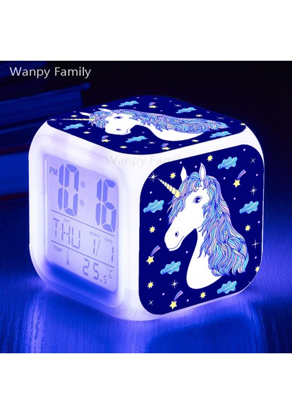 Sarı 7 Renk Değiştirme Unicorn LED Dijital Alarmlı Saat Saat Erkek Kız Hediyeler Çocuk Odası Dokunmatik Algılama Uyandırma Zamanlayıcısı Taşınabilir Masa Saati (Yurt Dışından)