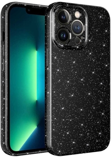 Apple iPhone 12 Pro Uyumlu Kılıf Kamera Korumalı Simli Lüks Zore Koton Kapak, Siyah