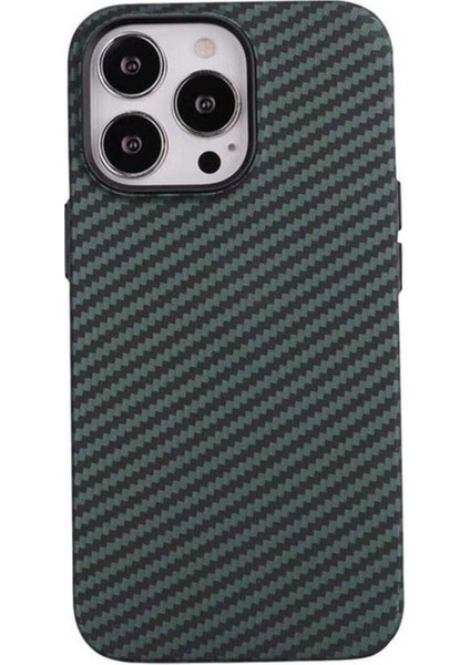 Apple iPhone 12 Pro Uyumlu Kılıf Karbon Fiber Tasarımlı Zore Karbono Kapak, Koyu Yeşil
