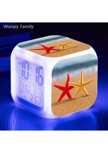 Kırmızı Plaj Deniz Yıldızı LED Çalar Saat 7 Renk Değiştiren Dijital Çalar Saat Çocuk Odası Için Çok Işlevli Aydınlık Masaüstü Çalar Saatler (Yurt Dışından) fiyatları