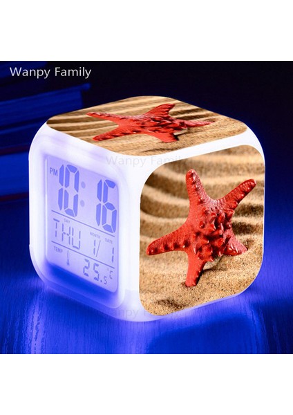 Kırmızı Plaj Deniz Yıldızı LED Çalar Saat 7 Renk Değiştiren Dijital Çalar Saat Çocuk Odası Için Çok Işlevli Aydınlık Masaüstü Çalar Saatler (Yurt Dışından) modelleri