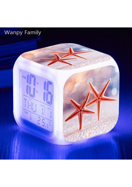 Kırmızı Plaj Deniz Yıldızı LED Çalar Saat 7 Renk Değiştiren Dijital Çalar Saat Çocuk Odası Için Çok Işlevli Aydınlık Masaüstü Çalar Saatler (Yurt Dışından) fırsatları