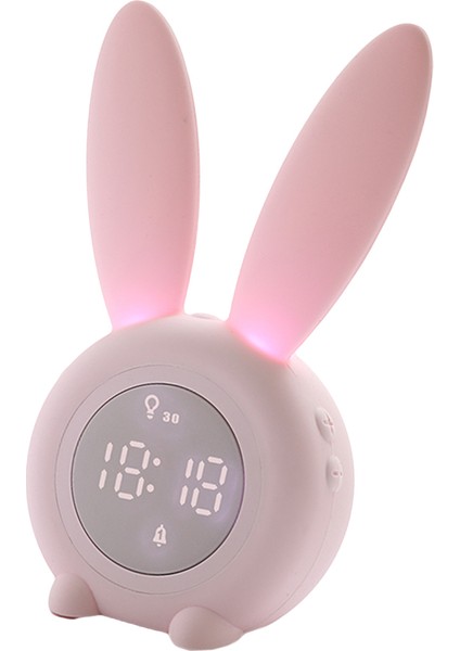 Pembe Tavşan Çalar Saat Silikon Masa Saati LED Gece Lambası Çocuklar Dijital Masaüstü Saatler USB Şarj Edilebilir Ev Ofis Okul Odası Için (Yurt Dışından)