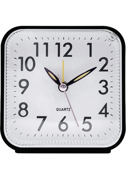 Siyah Kare Analog Ekran Ev Dekoru Yatak Odası Gece Lambası Çalar Saat Günlük Tik Tak Etmeyen Pil ile Çalışan Çalar Saat Küçük Gece Lambası (Yurt Dışından)