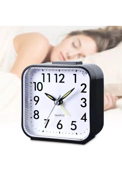Siyah Kare Analog Ekran Ev Dekoru Yatak Odası Gece Lambası Çalar Saat Günlük Tik Tak Etmeyen Pil ile Çalışan Çalar Saat Küçük Gece Lambası (Yurt Dışından) fiyatları
