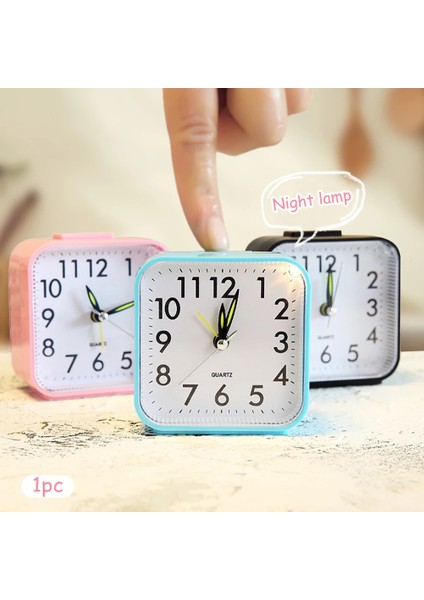 Siyah Kare Analog Ekran Ev Dekoru Yatak Odası Gece Lambası Çalar Saat Günlük Tik Tak Etmeyen Pil ile Çalışan Çalar Saat Küçük Gece Lambası (Yurt Dışından) modelleri