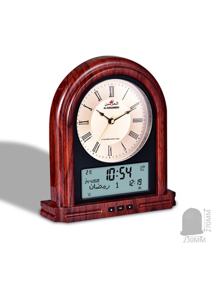 Siyah El Harameen Ahşap Ezan Saati Kıble Pusulası Hicri Takvim Namaz Alarmı Çoklu Ezan Sesi Masa ve Duvar 2 In 1 (Yurt Dışından)