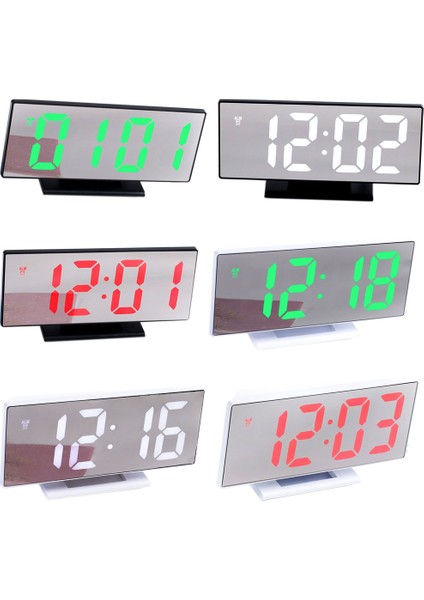 No 01 Dijital Çalar Saat LED Ayna Saat Çok Fonksiyonlu Ekran Gece LCD Işık Masa Masaüstü 12 24 Saat Sistemi (Yurt Dışından)