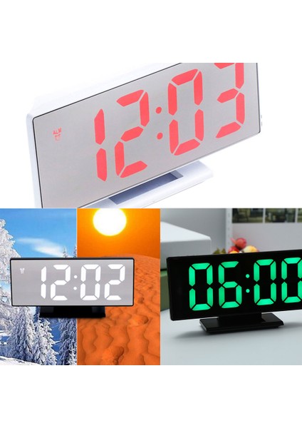 No 01 Dijital Çalar Saat LED Ayna Saat Çok Fonksiyonlu Ekran Gece LCD Işık Masa Masaüstü 12 24 Saat Sistemi (Yurt Dışından)