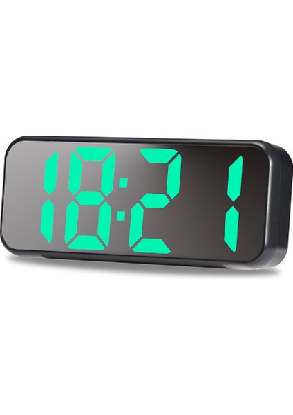 Siyah Yeşil LED Dijital Çalar Saat Erteleme Fonksiyonu 12/24H Masa Saati Sıcaklık Tarih Göstergesi Masa Aynalı Saatler Masaüstü Dekorasyonları (Yurt Dışından)