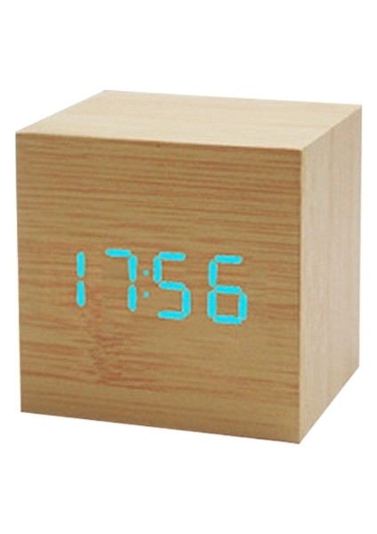 12 Ahşap Küp Ses Kontrolü LED Çalar Saat Ev Yatak Odası Yurdu (Yurt Dışından)
