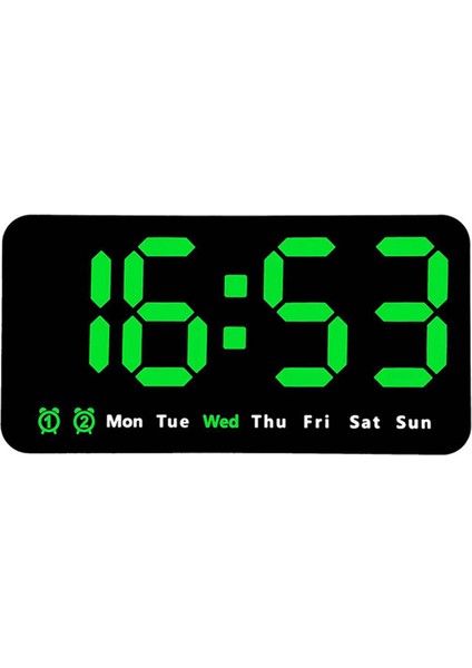 Yeşil Işık 12/24 H Dijital Duvar Saati Tarih/hafta/saat Büyük Ekran Ayarlanabilir Parlaklık Çalar Saat Masa Saati (21.5X11X3CM) Dropshipping (Yurt Dışından)