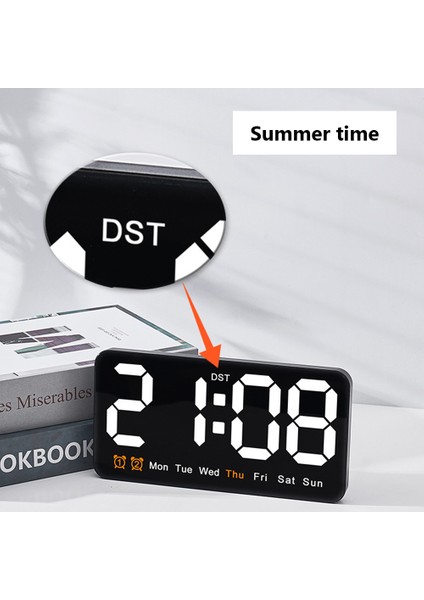Yeşil Işık 12/24 H Dijital Duvar Saati Tarih/hafta/saat Büyük Ekran Ayarlanabilir Parlaklık Çalar Saat Masa Saati (21.5X11X3CM) Dropshipping (Yurt Dışından)