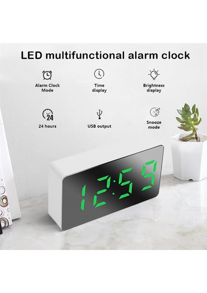 Kırmızı LED Ayna Masa Saati Dijital Alarm USB Alarm Erteleme Ekran Zaman Takvimi Masaüstü Çalar Saat Ev Dekor Çocuklar Için Hediyeler (Yurt Dışından) modelleri