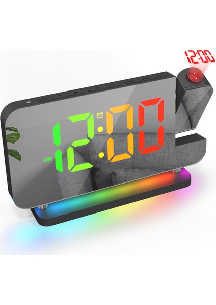 Beyaz Işık Projeksiyon Alarm Saati Dijital Alarm Saatleri Tavan Duvara Projeksiyon Rgb Gece Lambası LED Aynalı Saat Içinmasaüstü Alarmı (Yurt Dışından) fiyatları
