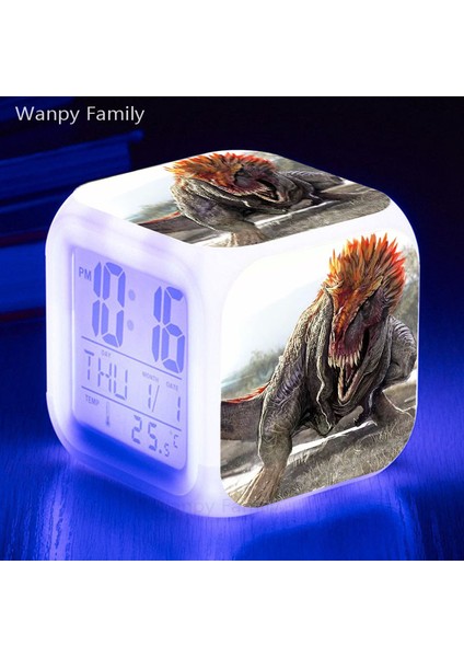 Koyu Gri Dinozor LED Dijital Alarmlı Saat Saat Erkek Kız Doğum Günü Hediyeleri Öğrenciler Yatak Odası Termometre Takvimler ile Taşınabilir Masa Saati (Yurt Dışından)