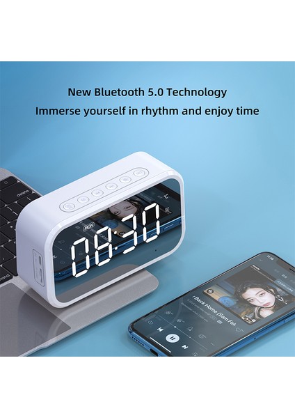 Beyaz Şarj Edilebilir Küçük Hoparlör Çalar Saat Bağlantısı Bluetooth 5.0 Tf Kart Radyo Çalar Termometre Hafta Saati Öğrenci Sessiz Alarm cl (Yurt Dışından) fiyatları